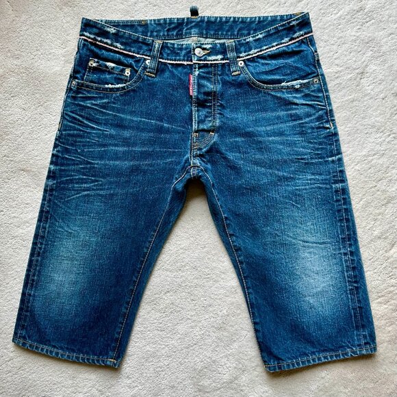 Made-in-Italy DSQUARED2 Selvedge Denim LOGO Jean SHORTS Size 48 EUR | 32 US - Picture 3 of 15